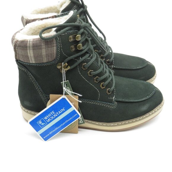 White Mountain Women's Lace-Up Army Green Plaid Ankle Boots Size 7 NEW - Picture 4 of 6